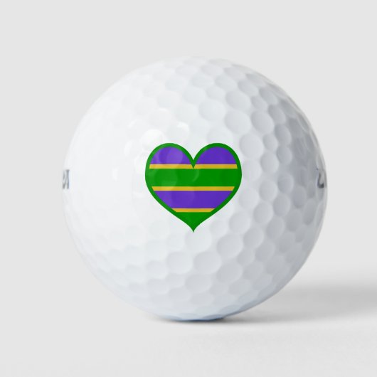 Mardi Gras Stripes Heart Golfballen (Voorkant)