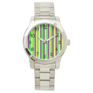 Mardi Gras Stripes Horloge