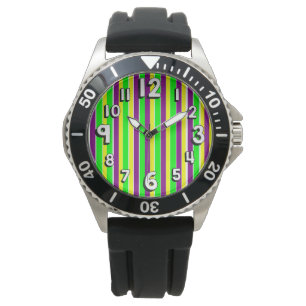 Mardi Gras Stripes Horloge