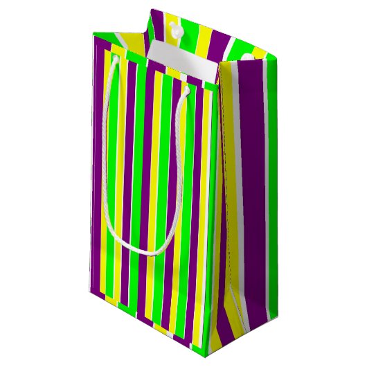 Mardi Gras Stripes Klein Cadeauzakje (Voorkant Gekanteld)