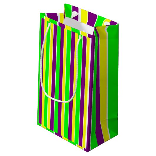 Mardi Gras Stripes Klein Cadeauzakje (Achterkant Gekanteld)