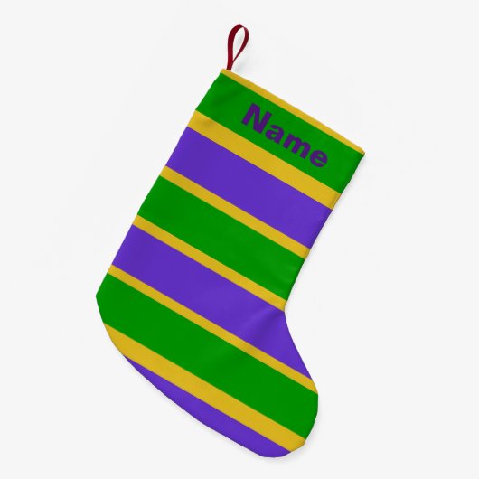 Mardi Gras Stripes Kleine Kerstsok (Voorkant (Hangend))