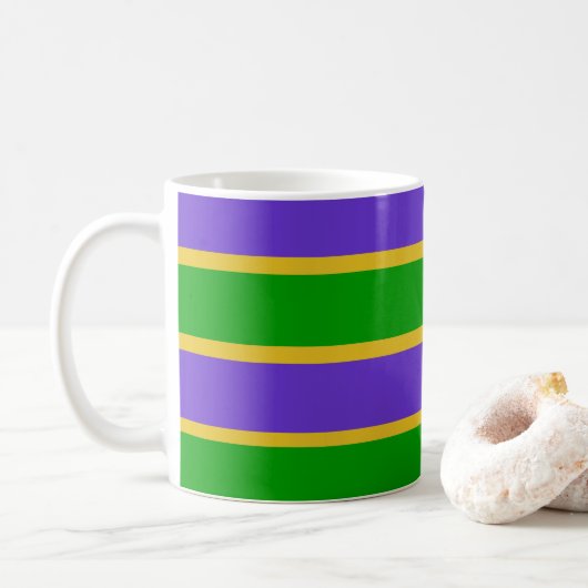 Mardi Gras Stripes Koffiemok (Met donut)