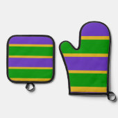 Mardi Gras Stripes Ovenwant & Pannenlap Set (Voorkant)