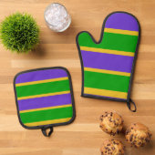 Mardi Gras Stripes Ovenwant & Pannenlap Set (Top down)