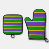 Mardi Gras Stripes Ovenwant & Pannenlap Set (Voorkant)