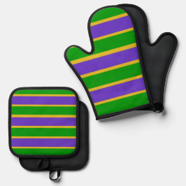 Mardi Gras Stripes Ovenwant & Pannenlap Set