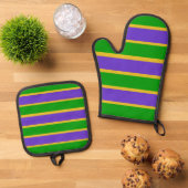 Mardi Gras Stripes Ovenwant & Pannenlap Set (Top down)