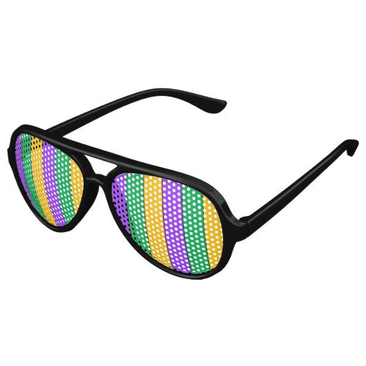 Mardi Gras Stripes Pattern Green Yellow Paars Aviator Zonnebril (Gekanteld)