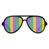 Mardi Gras Stripes Pattern Green Yellow Paars Aviator Zonnebril (Voorkant)