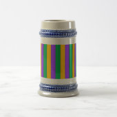 Mardi Gras Stripes Pattern Green Yellow Paars Bierpul (Center)
