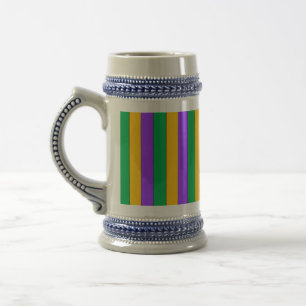 Mardi Gras Stripes Pattern Green Yellow Paars Bierpul