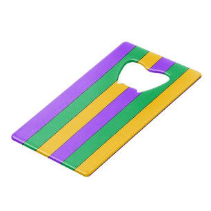 Mardi Gras Stripes Pattern Green Yellow Paars Creditkaart Flessenopener