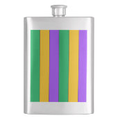 Mardi Gras Stripes Pattern Green Yellow Paars Heupfles (Voorkant)
