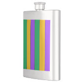 Mardi Gras Stripes Pattern Green Yellow Paars Heupfles (Links)