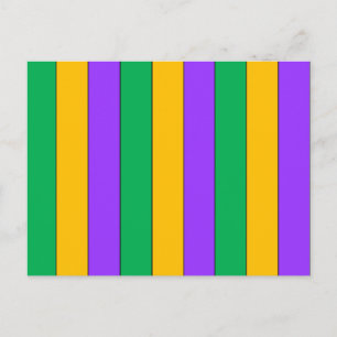 Mardi Gras Stripes Pattern Paars Green Yellow Briefkaart