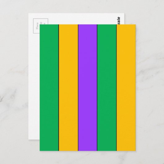 Mardi Gras Stripes Pattern Paars Green Yellow Briefkaart (Voorkant / Achterkant)