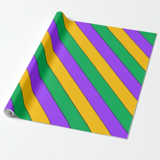 Mardi Gras Stripes Pattern Paars Green Yellow Cadeaupapier (Uitgerold)