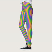 Mardi Gras Stripes Pattern Paars Green Yellow Leggings (Links)