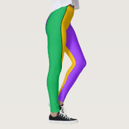 Mardi Gras Stripes Pattern Paars Green Yellow Leggings