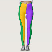 Mardi Gras Stripes Pattern Paars Green Yellow Leggings (Voorkant)