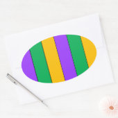 Mardi Gras Stripes Pattern Paars Green Yellow Ovale Sticker (Envelop)