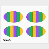 Mardi Gras Stripes Pattern Paars Green Yellow Ovale Sticker (Vel)