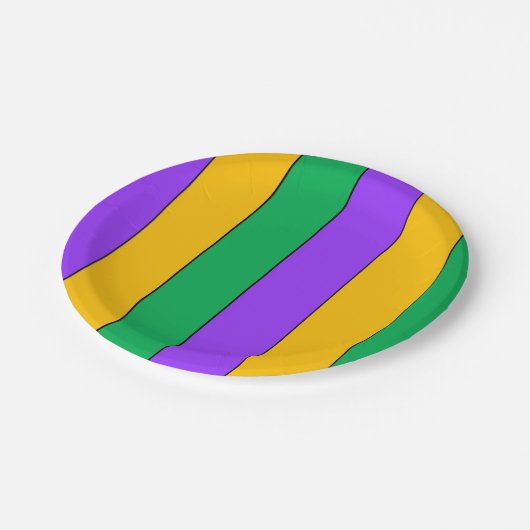 Mardi Gras Stripes Pattern Paars Green Yellow Papieren Bordje (Gekanteld)
