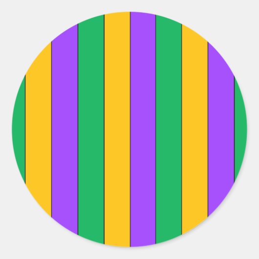 Mardi Gras Stripes Pattern Paars Green Yellow Ronde Sticker (Voorkant)