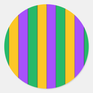 Mardi Gras Stripes Pattern Paars Green Yellow Ronde Sticker