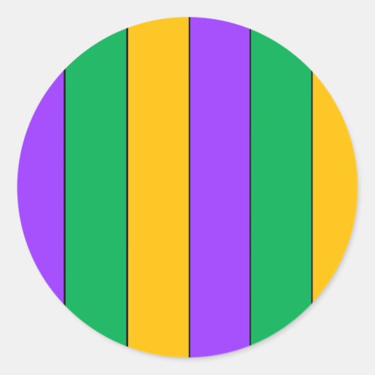 Mardi Gras Stripes Pattern Paars Green Yellow Ronde Sticker (Voorkant)