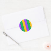 Mardi Gras Stripes Pattern Paars Green Yellow Ronde Sticker (Envelop)