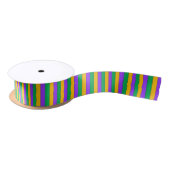 Mardi Gras Stripes Pattern Paars Green Yellow Satijnen Lint (Spoel)