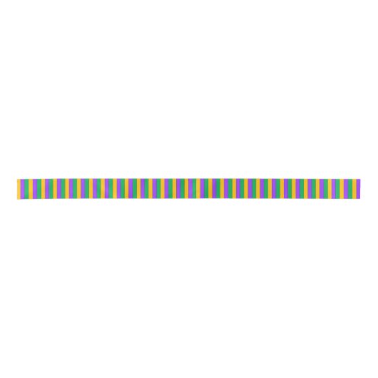 Mardi Gras Stripes Pattern Paars Green Yellow Satijnen Lint (Voorkant)