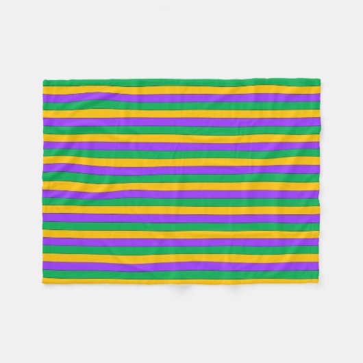 Mardi Gras Stripes Pattern Paarse Geel Fleece Deken (Voorkant (Horizontaal))