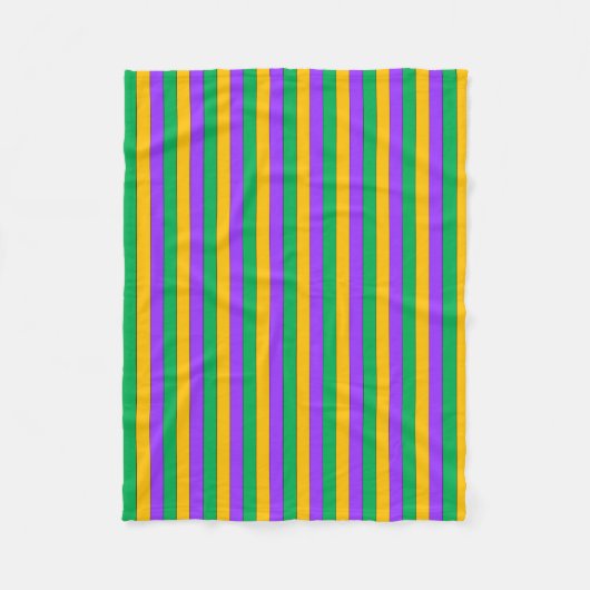 Mardi Gras Stripes Pattern Paarse Geel Fleece Deken (Voorkant)