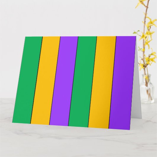 Mardi Gras Stripes Pattern Paarse Geel Kaart (Gele Bloem)