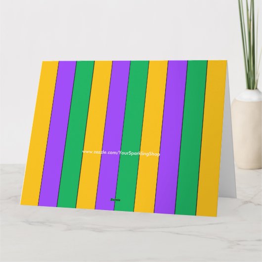 Mardi Gras Stripes Pattern Paarse Geel Kaart (Achterkant)