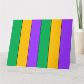 Mardi Gras Stripes Pattern Paarse Geel Kaart (Voorkant)
