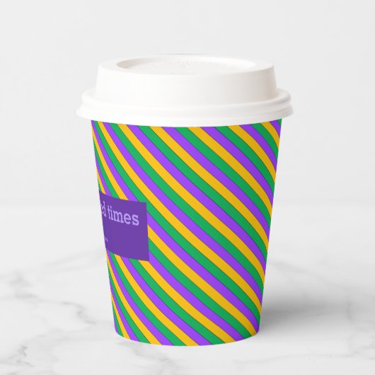 Mardi Gras Stripes Pattern Paarse Green Yellow Pap Papieren Bekers (Links)