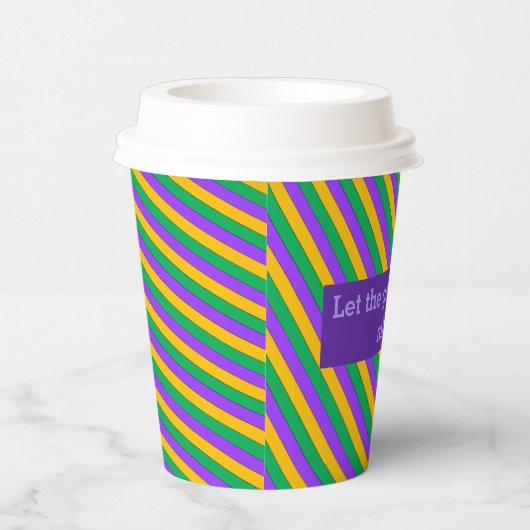 Mardi Gras Stripes Pattern Paarse Green Yellow Pap Papieren Bekers (Rechts)