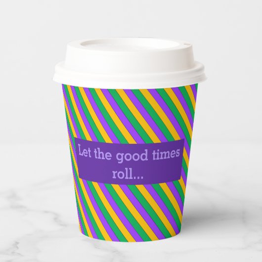 Mardi Gras Stripes Pattern Paarse Green Yellow Pap Papieren Bekers (Voorkant)