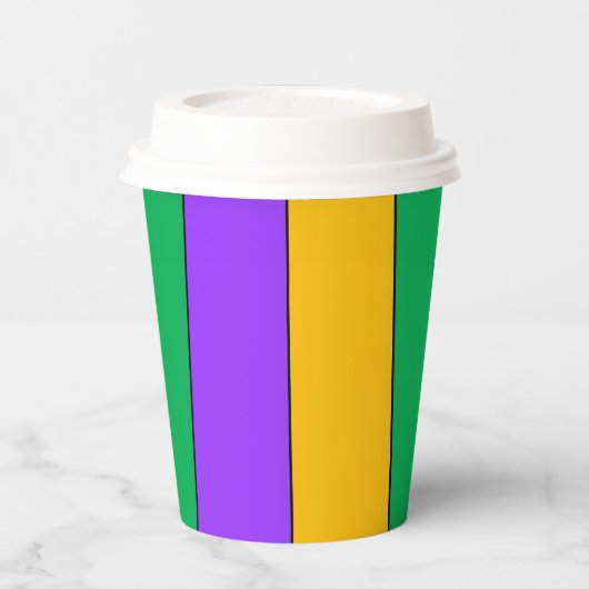 Mardi Gras Stripes Pattern Paarse Green Yellow Pap Papieren Bekers (Links)