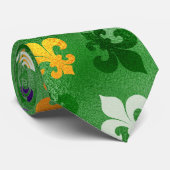 Mardi Gras Stropdas, Mardi Gras Green Fleur de Lis Stropdas (Opgerold)
