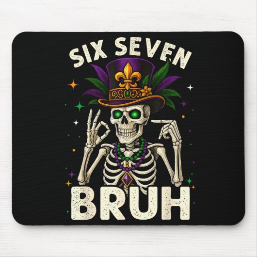 Mardi Gras Sugar Skull Skeleton Six Seven Bruh Mem Muismat (Voorkant)