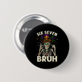 Mardi Gras Sugar Skull Skeleton Six Seven Bruh Mem Ronde Button 5,7 Cm (Voorkant /achterkant)