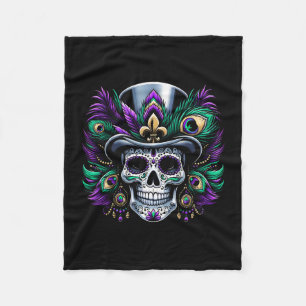 Mardi Gras Suiker Skull Feestelijke Kostuum Top Di Fleece Deken