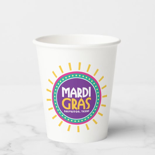 Mardi Gras Sun, Galveston, Texas Papieren Bekers (Voorkant)