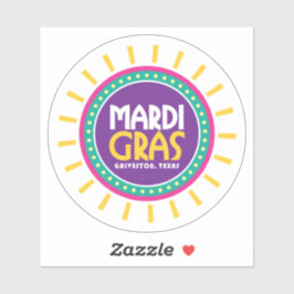 Mardi Gras Sun, Galveston, Texas Sticker