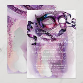 Mardi Gras Sweet 16 Maskerade Verjaardagsuitnodigi (Voorkant / Achterkant)